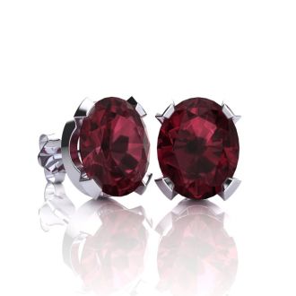 Garnet Necklace: Garnet Jewelry: 3 Carat Oval Shape Garnet Necklace and Earring Set In Sterling Silver
