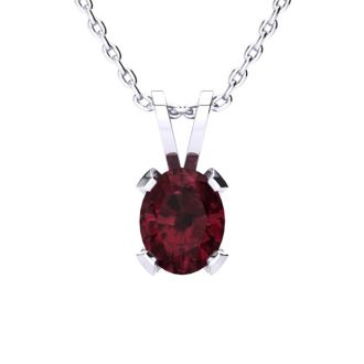 Garnet Necklace: Garnet Jewelry: 3 Carat Oval Shape Garnet Necklace and Earring Set In Sterling Silver
