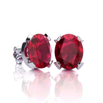 3 Carat Oval Shape Ruby Necklace and Earring Set In Sterling Silver