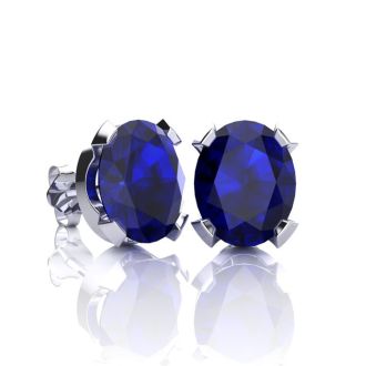3 Carat Oval Shape Sapphire Necklace and Earring Set In Sterling Silver