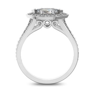 1 Carat Marquise Shape Antique Halo Diamond Engagement Ring In 14 Karat White Gold