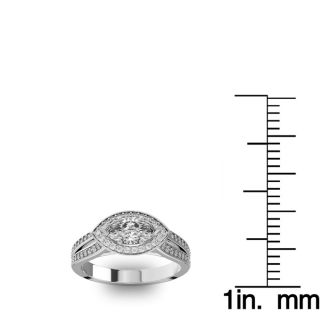1 Carat Marquise Shape Antique Halo Diamond Engagement Ring In 14 Karat White Gold
