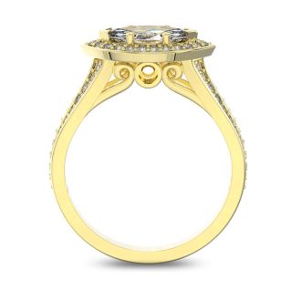 1 Carat Marquise Shape Antique Halo Diamond Engagement Ring In 14 Karat Yellow Gold