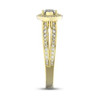 1 Carat Marquise Shape Antique Halo Diamond Engagement Ring In 14 Karat Yellow Gold