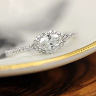 3/4 Carat Marquise Shape Halo Diamond Engagement Ring in 14 Karat White Gold