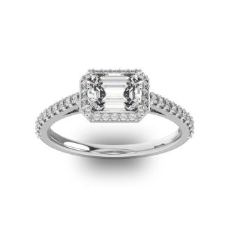 1 1/3 Carat Halo Diamond Engagement Ring in 14 Karat White Gold