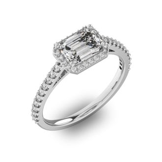 1 1/3 Carat Halo Diamond Engagement Ring in 14 Karat White Gold