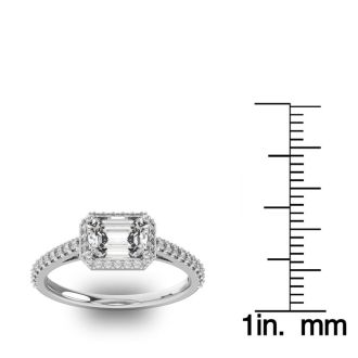 1 1/3 Carat Halo Diamond Engagement Ring in 14 Karat White Gold