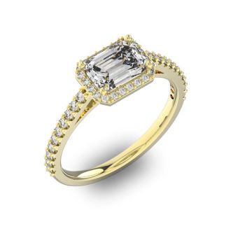 1 1/3 Carat Halo Diamond Engagement Ring in 14 Karat Yellow Gold