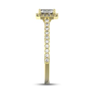 1 1/3 Carat Halo Diamond Engagement Ring in 14 Karat Yellow Gold