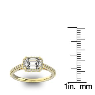 1 1/3 Carat Halo Diamond Engagement Ring in 14 Karat Yellow Gold