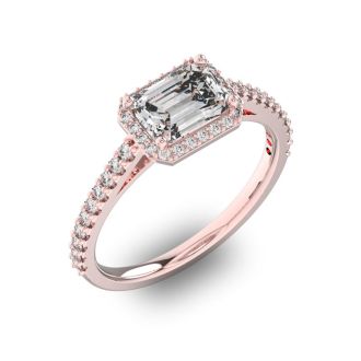 1 1/3 Carat Halo Diamond Engagement Ring in 14 Karat Rose Gold