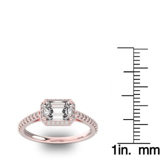 1 1/3 Carat Halo Diamond Engagement Ring in 14 Karat Rose Gold