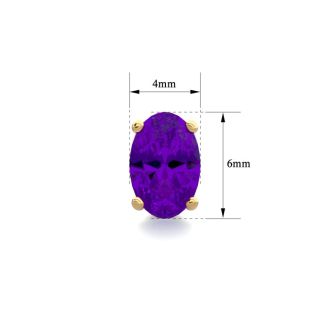 1 Carat Oval Shape Amethyst Stud Earrings In 14K Yellow Gold Over Sterling Silver