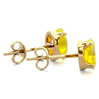 1 Carat Oval Shape Citrine Stud Earrings In 14K Yellow Gold Over Sterling Silver