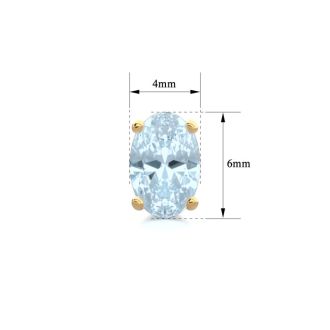 Aquamarine Earrings: Aquamarine Jewelry: 1 Carat Oval Shape Aquamarine Stud Earrings In 14K Yellow Gold Over Sterling Silver