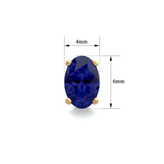 1 Carat Oval Shape Sapphire Stud Earrings In Yellow Gold Over Sterling Silver. Sapphire Is The #1 Most Popular Gemstone!
