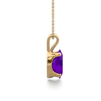 1/2 Carat Oval Shape Amethyst Necklace In 14K Yellow Gold Over Sterling Silver, 18 Inches