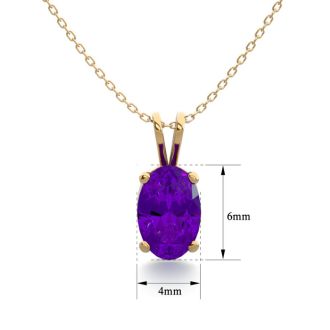 1/2 Carat Oval Shape Amethyst Necklace In 14K Yellow Gold Over Sterling Silver, 18 Inches