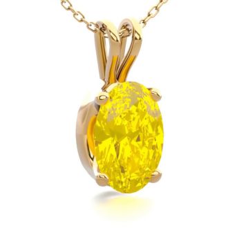 1/2 Carat Oval Shape Citrine Necklace In 14K Yellow Gold Over Sterling Silver, 18 Inches