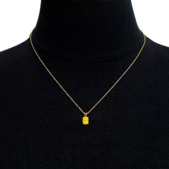1/2 Carat Oval Shape Citrine Necklace In 14K Yellow Gold Over Sterling Silver, 18 Inches