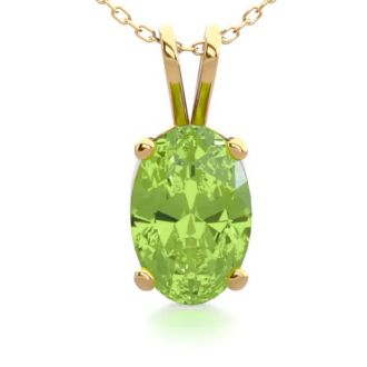 1/2 Carat Oval Shape Peridot Necklace In 14K Yellow Gold Over Sterling Silver, 18 Inches