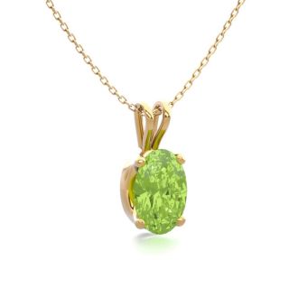 1/2 Carat Oval Shape Peridot Necklace In 14K Yellow Gold Over Sterling Silver, 18 Inches