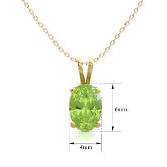 1/2 Carat Oval Shape Peridot Necklace In 14K Yellow Gold Over Sterling Silver, 18 Inches