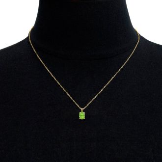 1/2 Carat Oval Shape Peridot Necklace In 14K Yellow Gold Over Sterling Silver, 18 Inches