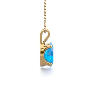1/2 Carat Oval Shape Blue Topaz Necklace In 14K Yellow Gold Over Sterling Silver, 18 Inches