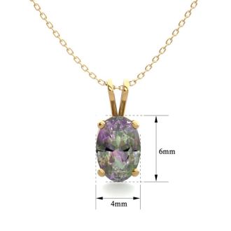 1/2 Carat Oval Shape Mystic Topaz Necklace In 14 Karat Yellow Gold Over Sterling Silver, 18 Inches
