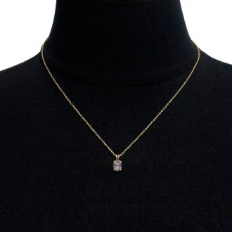 1/2 Carat Oval Shape Mystic Topaz Necklace In 14 Karat Yellow Gold Over Sterling Silver, 18 Inches
