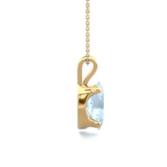 Aquamarine Necklace: Aquamarine Jewelry: 1/2 Carat Oval Shape Aquamarine Necklace In 14K Yellow Gold Over Sterling Silver, 18 Inches