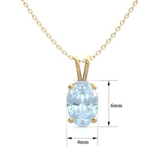 Aquamarine Necklace: Aquamarine Jewelry: 1/2 Carat Oval Shape Aquamarine Necklace In 14K Yellow Gold Over Sterling Silver, 18 Inches