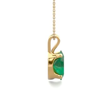 1/2 Carat Oval Shape Emerald Necklaces In 14 Karat Yellow Gold Over Sterling Silver, 18 Inch Chain