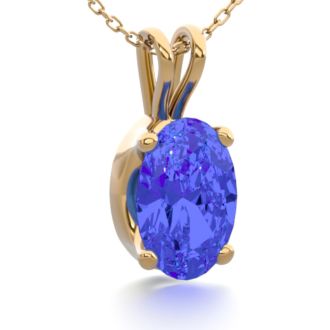 1/2 Carat Oval Shape Tanzanite Necklace In 14K Yellow Gold Over Sterling Silver, 18 Inches