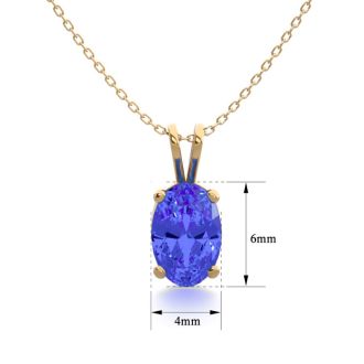 1/2 Carat Oval Shape Tanzanite Necklace In 14K Yellow Gold Over Sterling Silver, 18 Inches