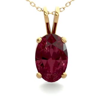 Garnet Necklace: Garnet Jewelry: 1/2 Carat Oval Shape Garnet Necklace In 14K Yellow Gold Over Sterling Silver, 18 Inches