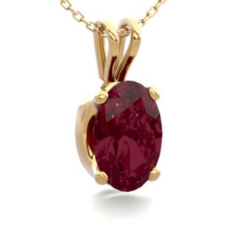 Garnet Necklace: Garnet Jewelry: 1/2 Carat Oval Shape Garnet Necklace In 14K Yellow Gold Over Sterling Silver, 18 Inches