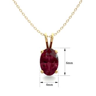 Garnet Necklace: Garnet Jewelry: 1/2 Carat Oval Shape Garnet Necklace In 14K Yellow Gold Over Sterling Silver, 18 Inches