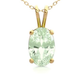 1/2 Carat Oval Shape Green Amethyst Necklace In 14K Yellow Gold Over Sterling Silver, 18 Inches