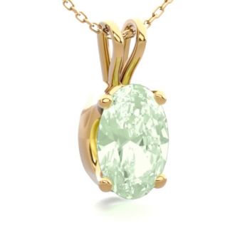 1/2 Carat Oval Shape Green Amethyst Necklace In 14K Yellow Gold Over Sterling Silver, 18 Inches