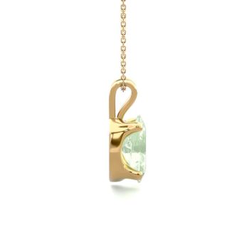 1/2 Carat Oval Shape Green Amethyst Necklace In 14K Yellow Gold Over Sterling Silver, 18 Inches
