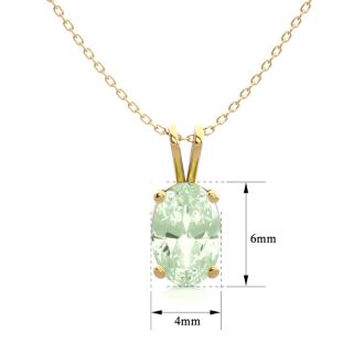1/2 Carat Oval Shape Green Amethyst Necklace In 14K Yellow Gold Over Sterling Silver, 18 Inches