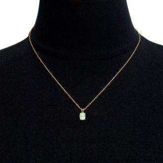1/2 Carat Oval Shape Green Amethyst Necklace In 14K Yellow Gold Over Sterling Silver, 18 Inches