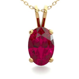 1/2 Carat Oval Shape Ruby Necklace In 14K Yellow Gold Over Sterling Silver, 18 Inches