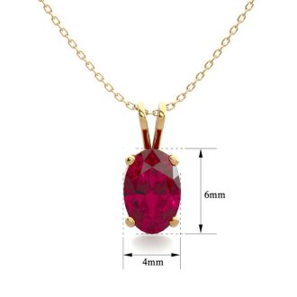 1/2 Carat Oval Shape Ruby Necklace In 14K Yellow Gold Over Sterling Silver, 18 Inches