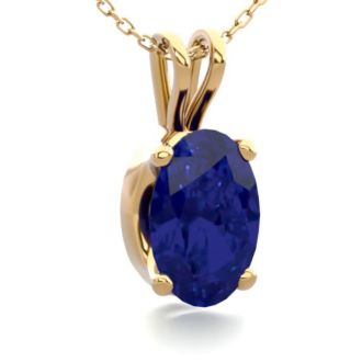 1/2 Carat Oval Shape Sapphire Necklace In 14K Yellow Gold Over Sterling Silver, 18 Inches