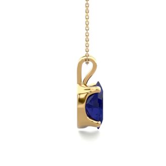 1/2 Carat Oval Shape Sapphire Necklace In 14K Yellow Gold Over Sterling Silver, 18 Inches