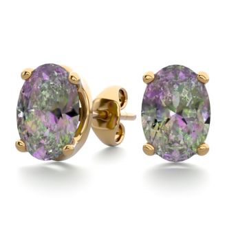 2 Carat Oval Shape Mystic Topaz Stud Earrings In 14K Yellow Gold Over Sterling Silver